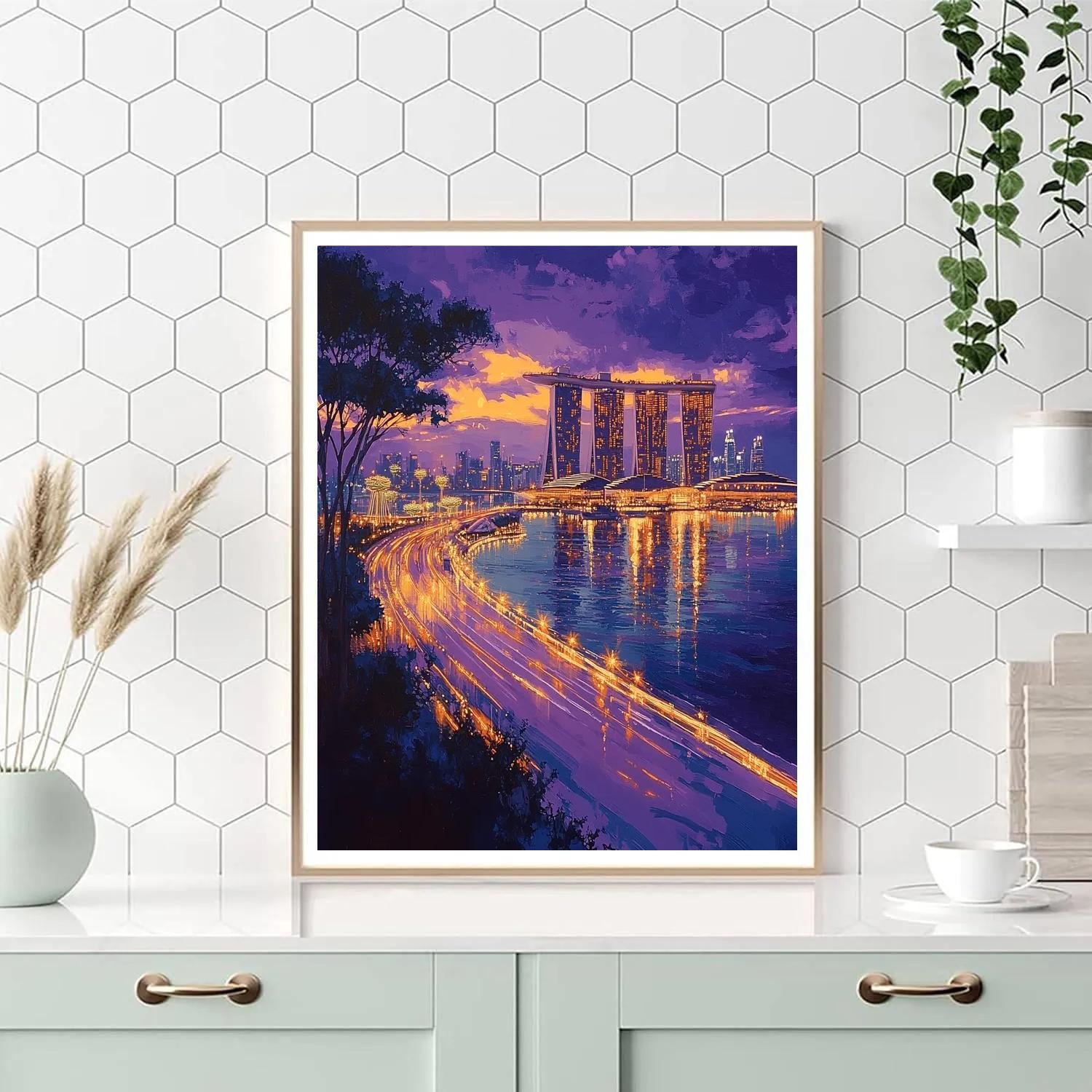 Marina Bay Sands Skyline Singapore Painting by numbers kit