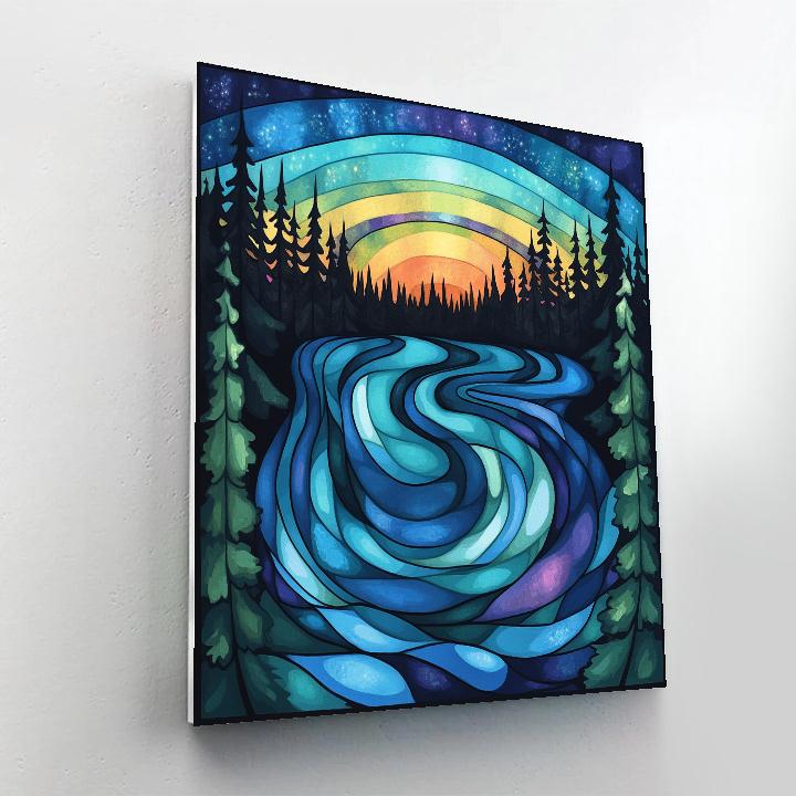 Norval Morrisseau Inspired Aurora Serpent Of The Boreal River Paint by numbers kits