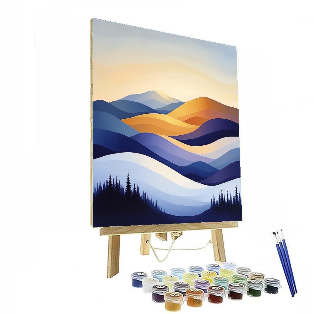 Lawren Harris Inspired Ochre Dawn Over Geometric Tundra Hills Paint by numbers art