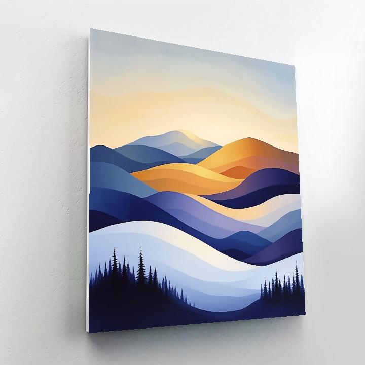 Lawren Harris Inspired Ochre Dawn Over Geometric Tundra Hills Paint by numbers art