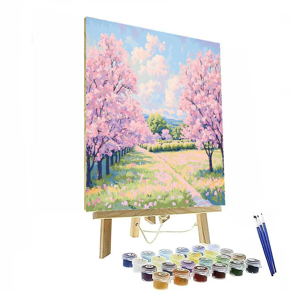 Claude Monet Inspired Orchard In Spring Bloom paint by number