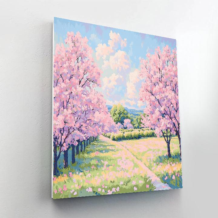 Claude Monet Inspired Orchard In Spring Bloom paint by number