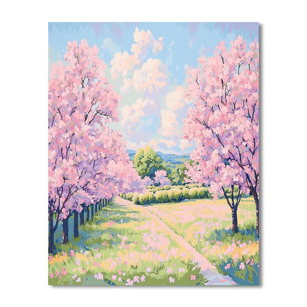 Claude Monet Inspired Orchard In Spring Bloom paint by number