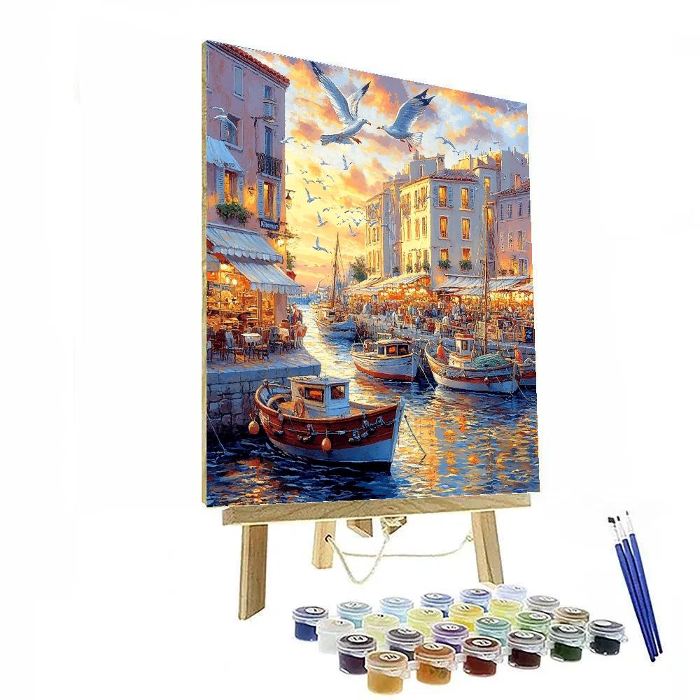Old Port Waterfront Marseille France painting number kit