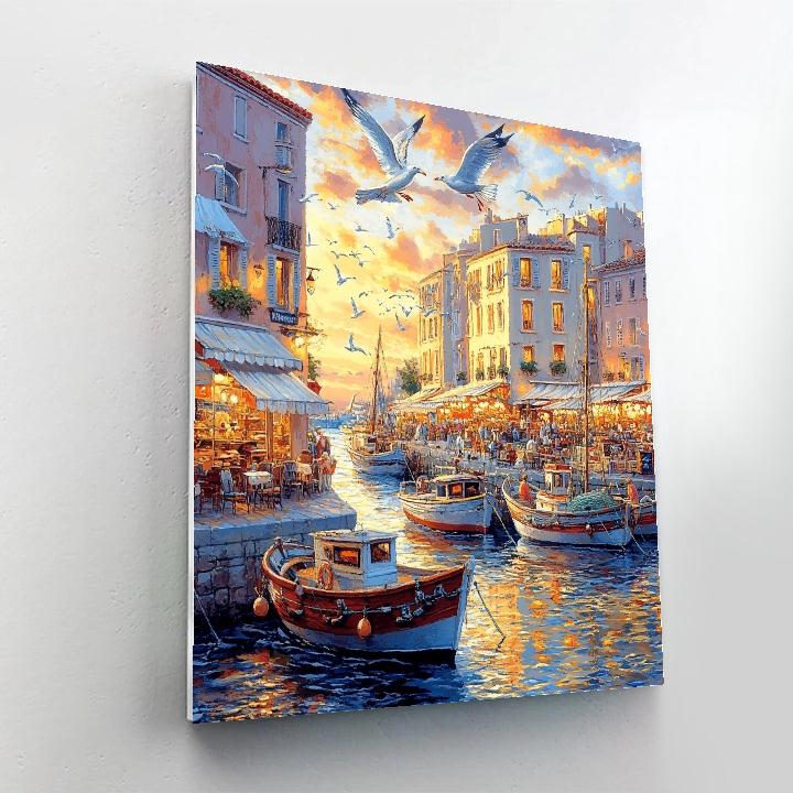 Old Port Waterfront Marseille France painting number kit