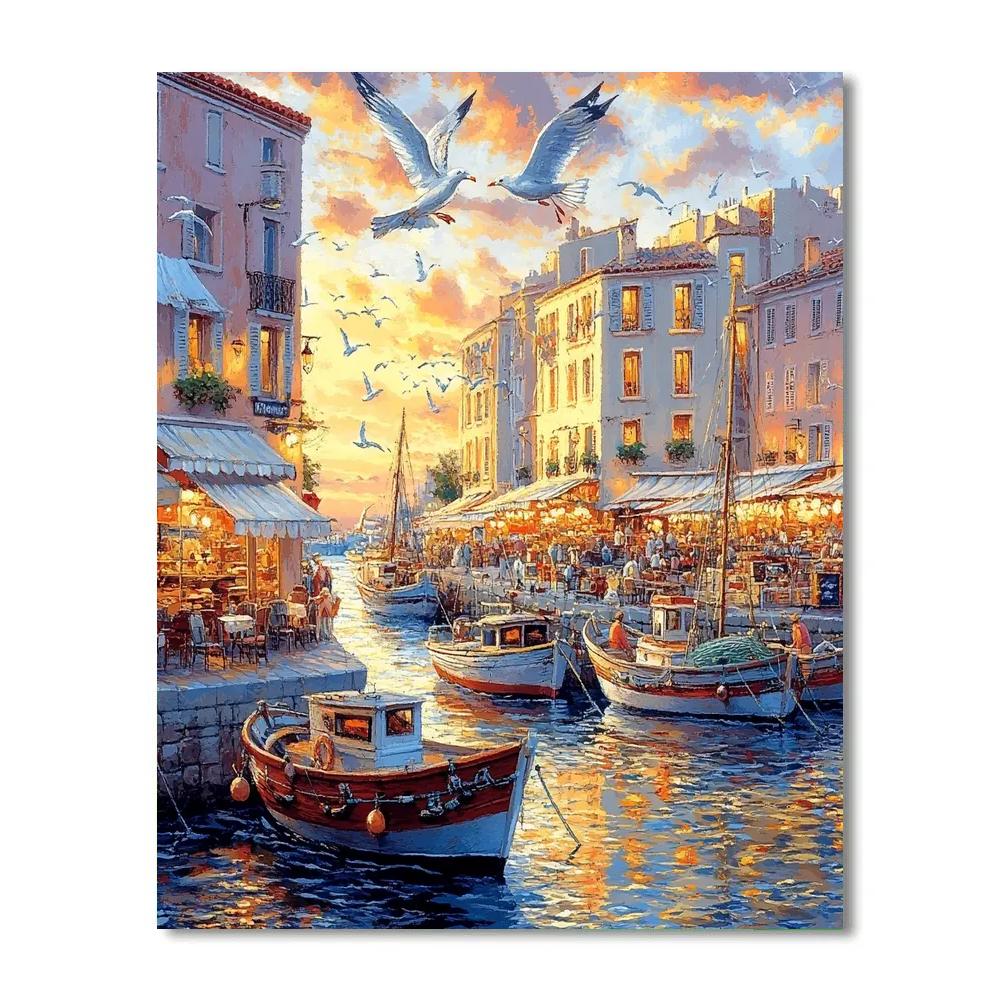Old Port Waterfront Marseille France painting number kit