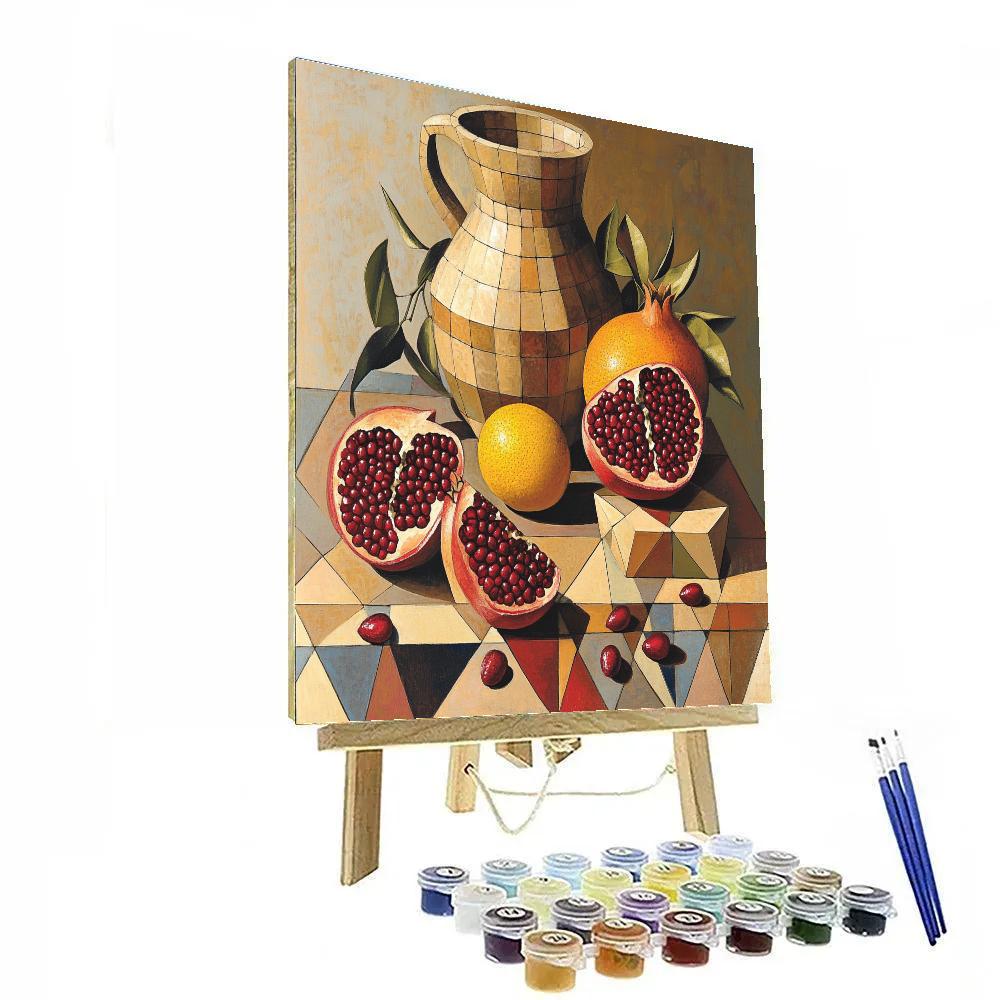 Pablo Picasso Inspired Fractured Still Life With Pomegranates And Amphora Number painting