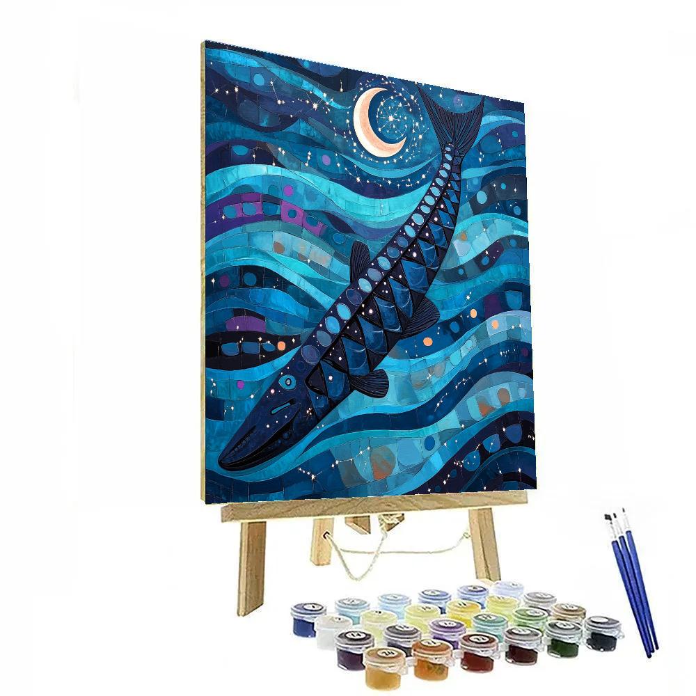 Norval Morrisseau Inspired Constellation Sturgeon And Moonlit Rapids Paint by numbers kits