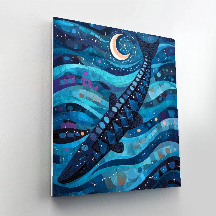 Norval Morrisseau Inspired Constellation Sturgeon And Moonlit Rapids Paint by numbers kits