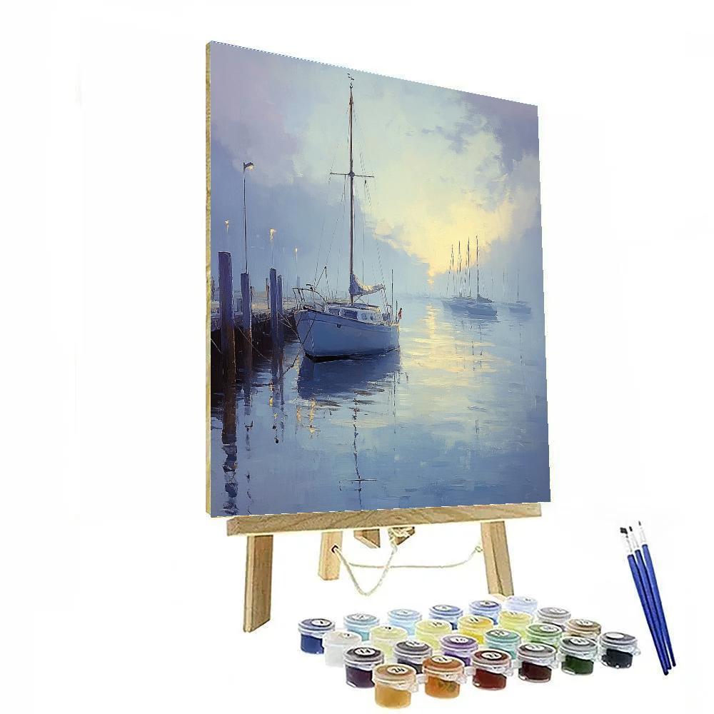 Claude Monet Inspired Foggy Harbor Number painting