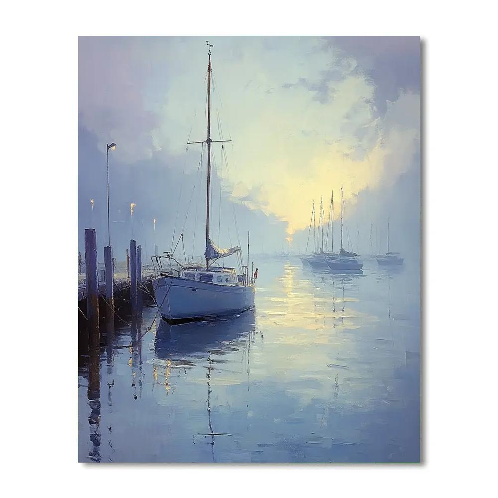 Claude Monet Inspired Foggy Harbor Number painting