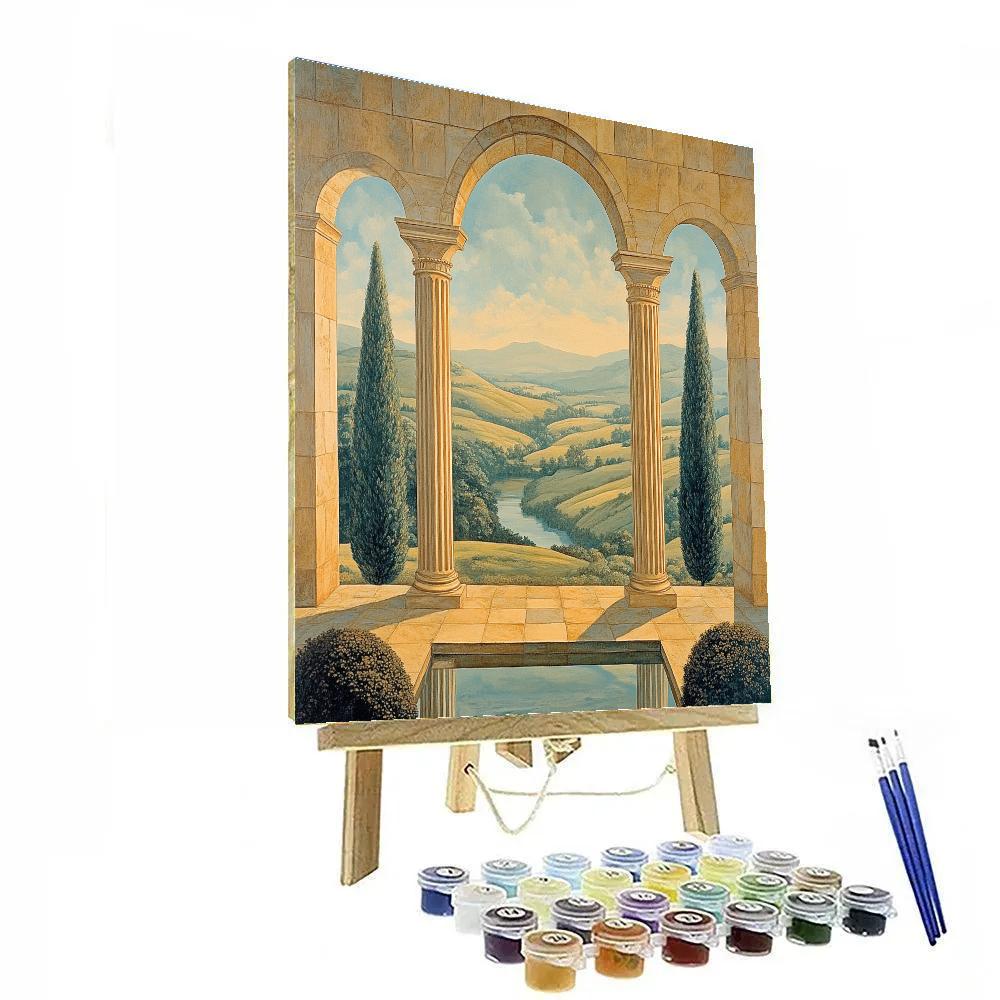 Raphael Inspired Golden Archway Over Harmonious Hills Paint by numbers art