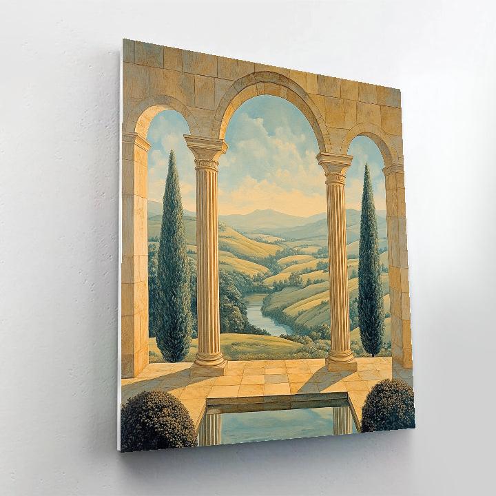 Raphael Inspired Golden Archway Over Harmonious Hills Paint by numbers art