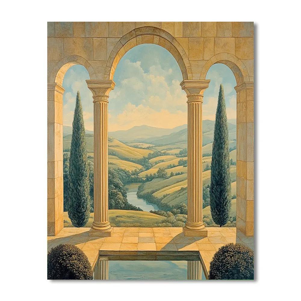 Raphael Inspired Golden Archway Over Harmonious Hills Paint by numbers art