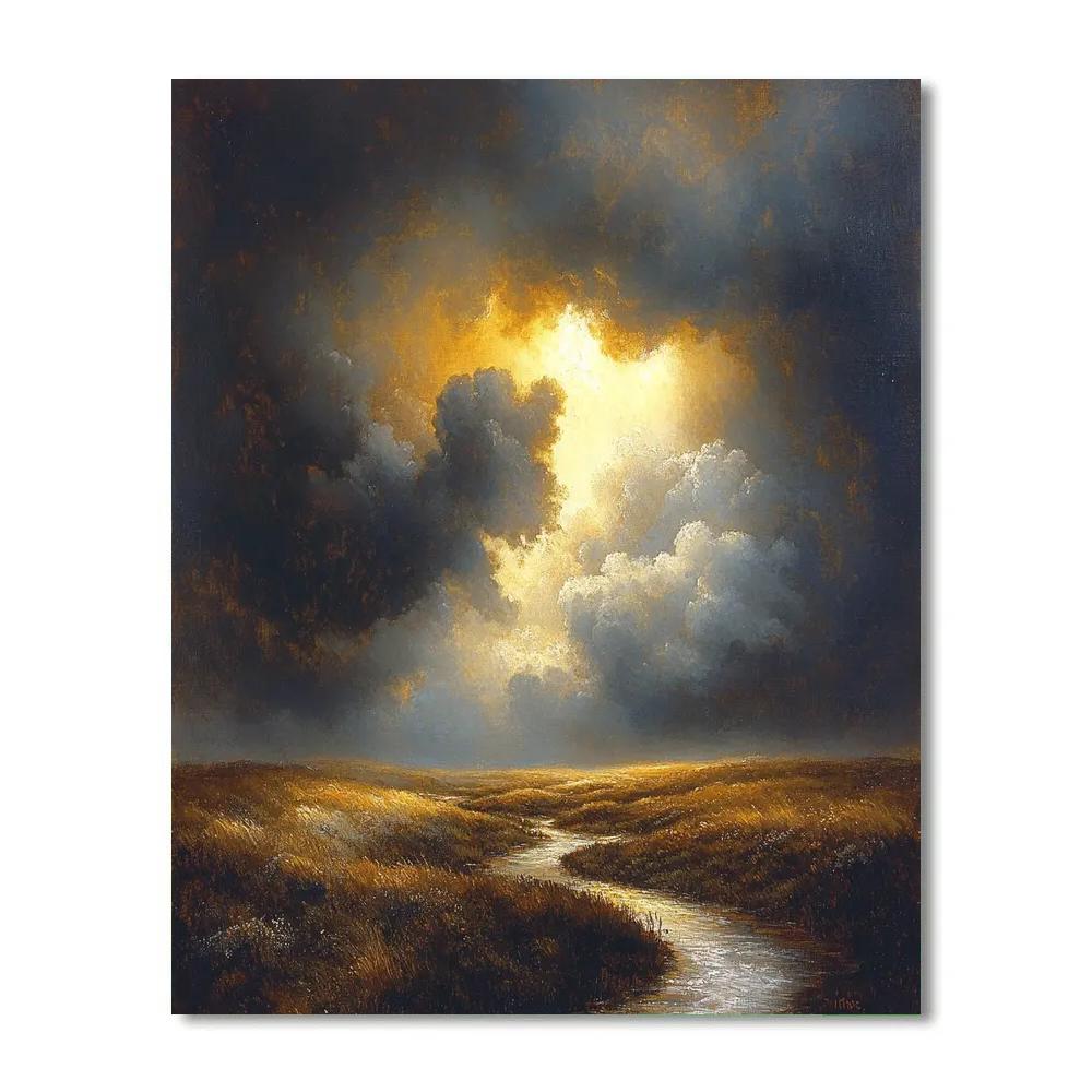 Rembrandt Inspired Thunderhead Break Over Peat Moor Numbered painting kits