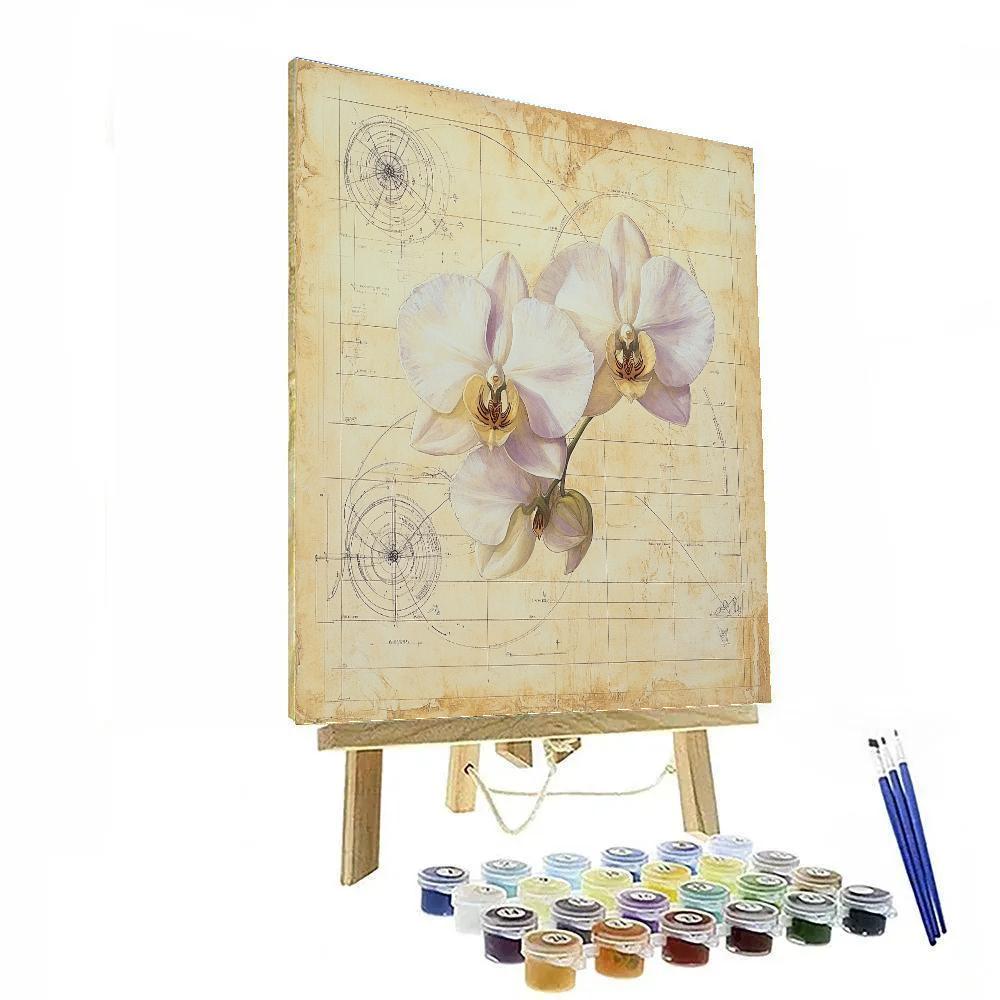 Leonardo Da Vinci Inspired Celestial Garden Of Orchids Number painting