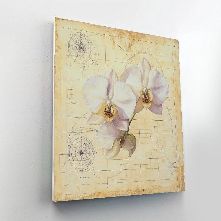 Leonardo Da Vinci Inspired Celestial Garden Of Orchids Number painting