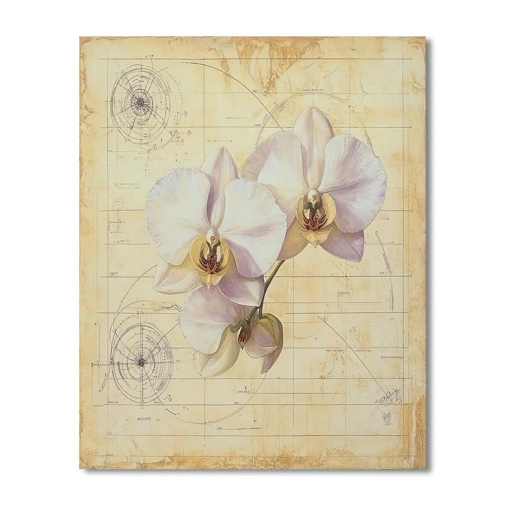 Leonardo Da Vinci Inspired Celestial Garden Of Orchids Number painting