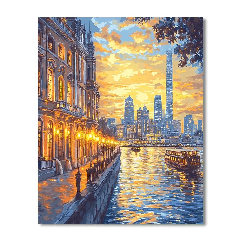The Bund Riverside Shanghai China paint by color