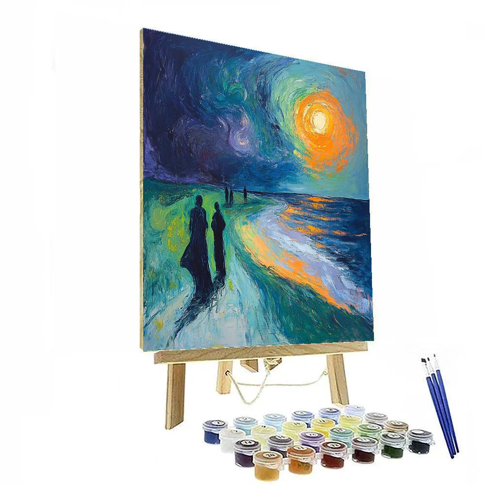 Edvard Munch Inspired Stormy Coast painting number kit