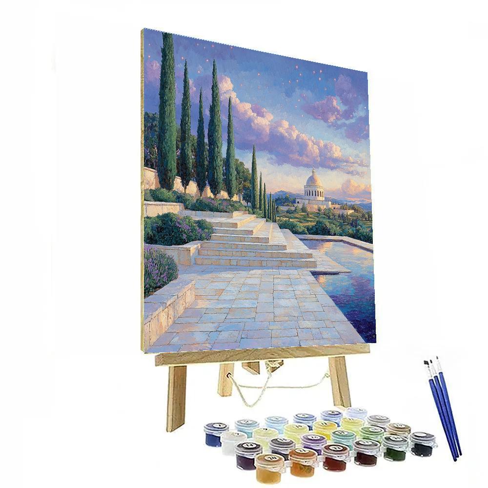 Raphael Inspired Temple Terrace Beneath Quiet Constellation Sky Paint by numbers kits