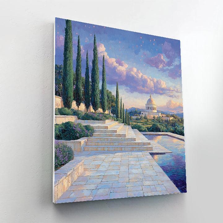 Raphael Inspired Temple Terrace Beneath Quiet Constellation Sky Paint by numbers kits