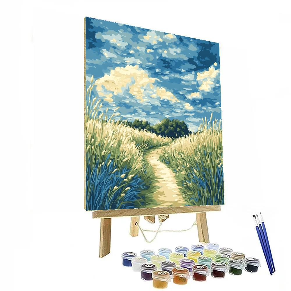 Claude Monet Inspired Field Path Under Blue Sky DIY paint by numbers