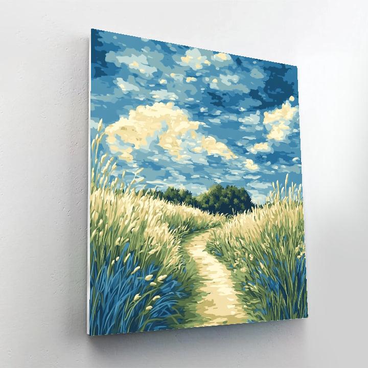 Claude Monet Inspired Field Path Under Blue Sky DIY paint by numbers