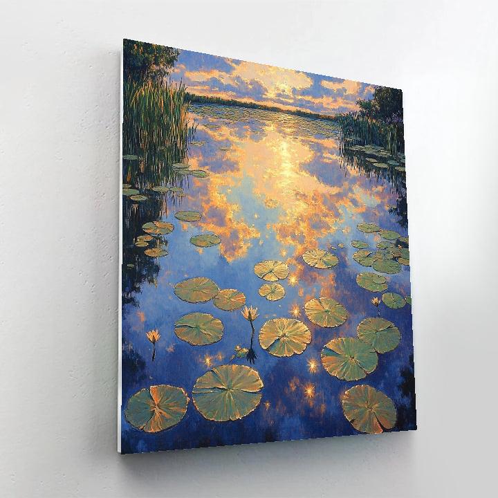Claude Monet Inspired Water Surface Skies At Dusk paint by numbers