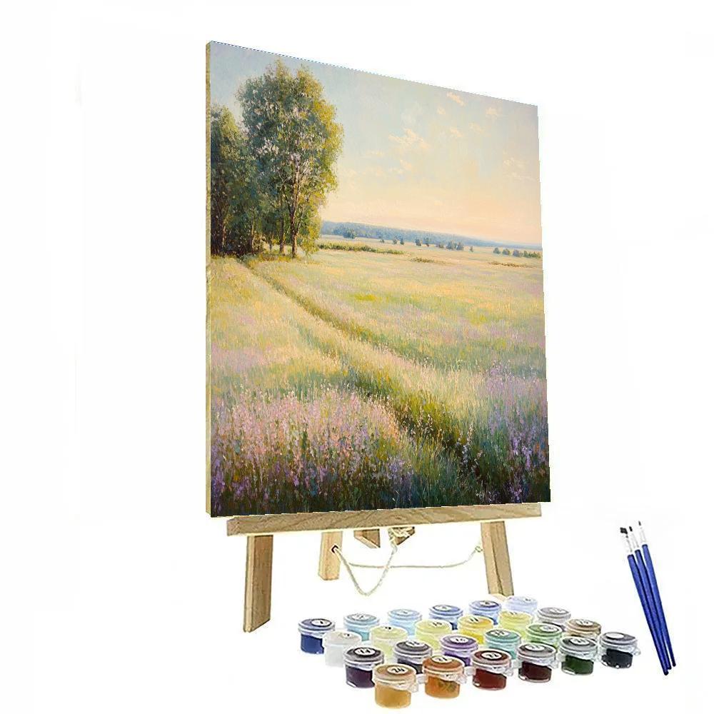 Claude Monet Inspired Meadow Haze With Distant Trees DIY paint by numbers