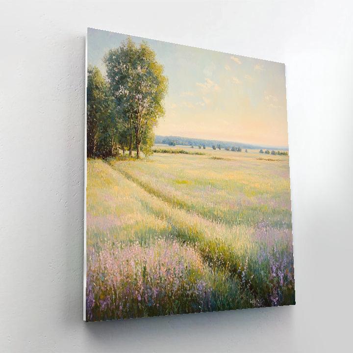 Claude Monet Inspired Meadow Haze With Distant Trees DIY paint by numbers