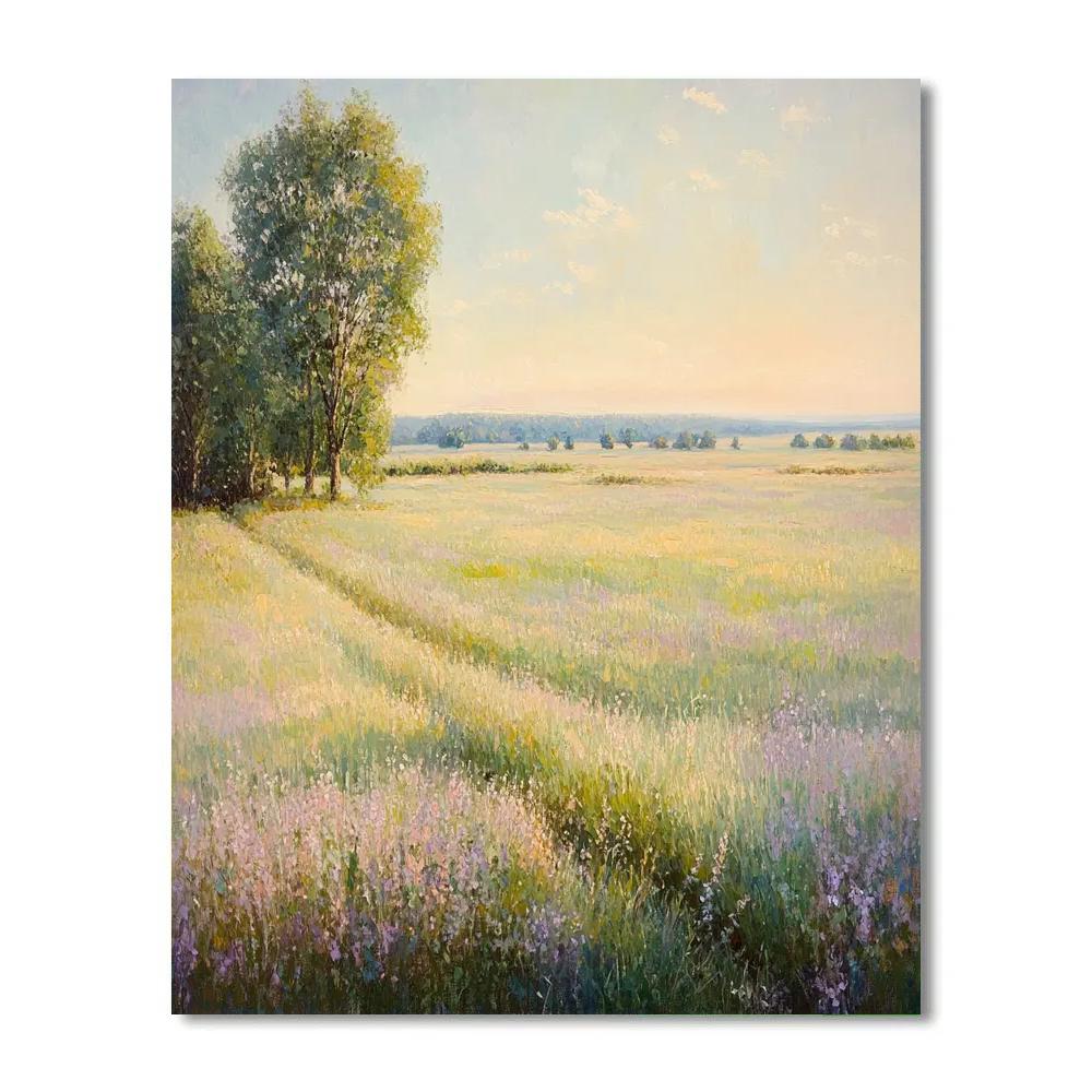 Claude Monet Inspired Meadow Haze With Distant Trees DIY paint by numbers