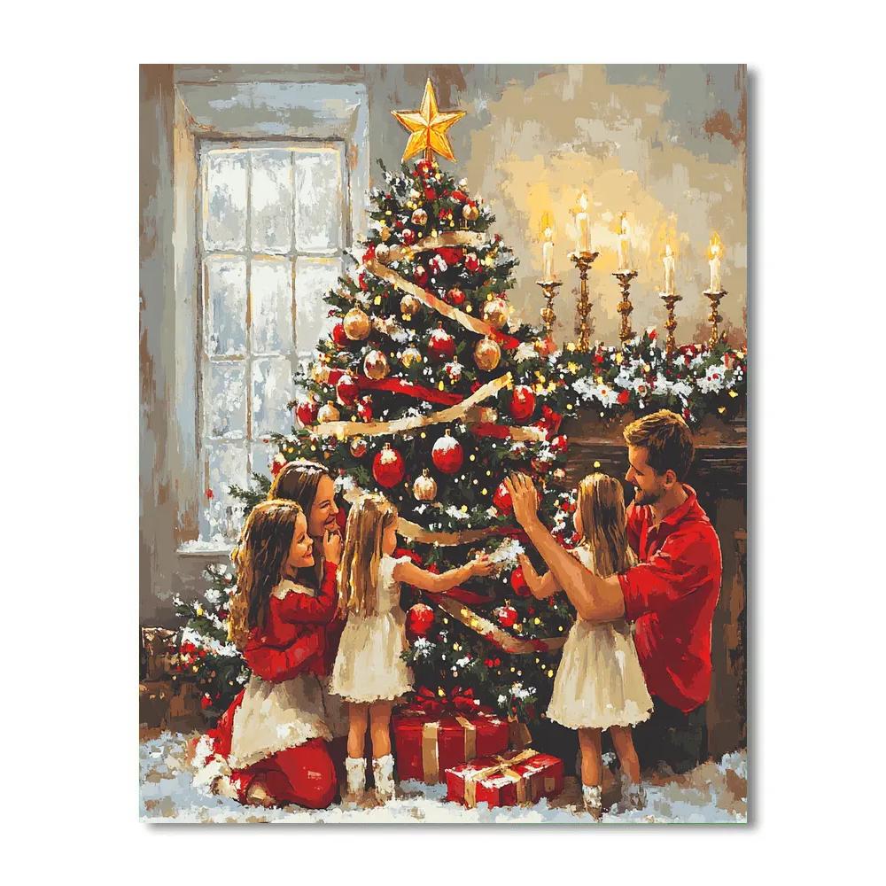 Ribboned Tree Trimmers Number painting