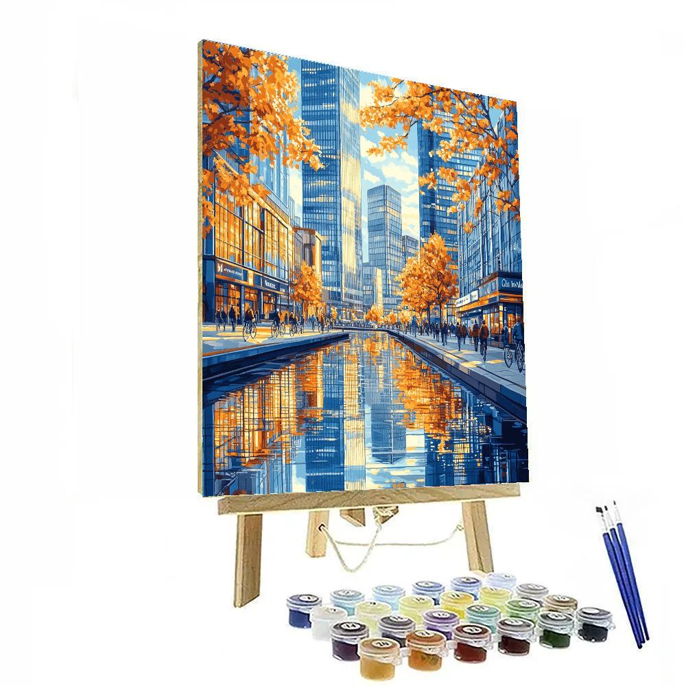 Canary Wharf Reflections London United Kingdom paint by color