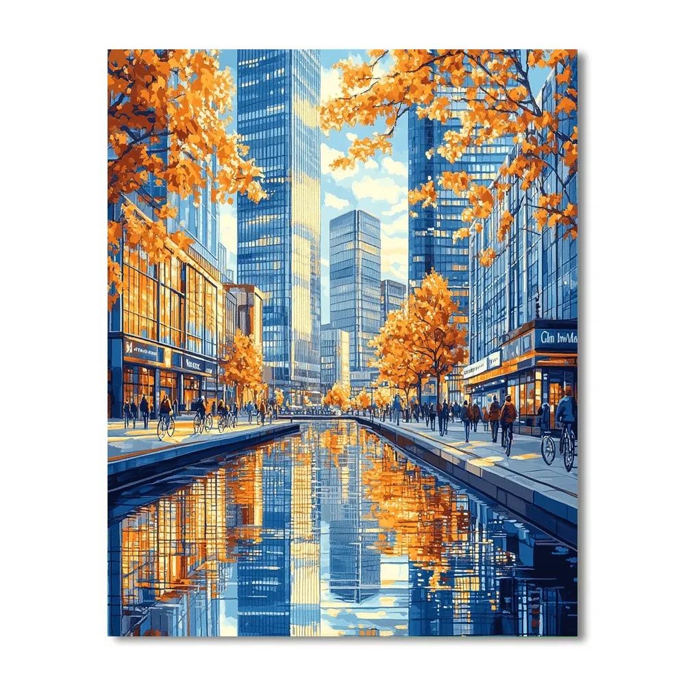 Canary Wharf Reflections London United Kingdom paint by color