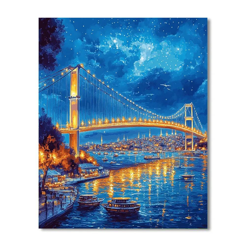Bosphorus Bridge Night View Istanbul Turkey Numbered painting kits