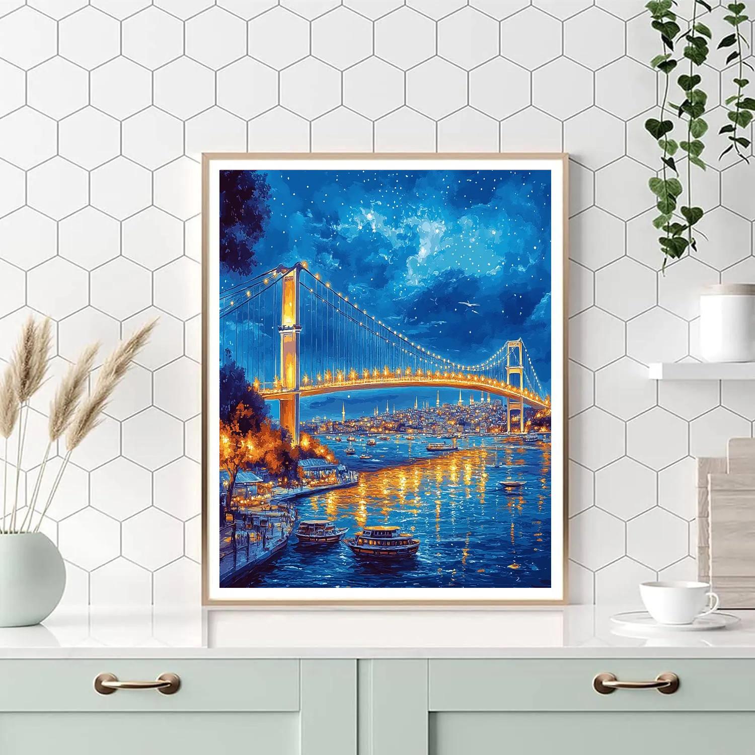 Bosphorus Bridge Night View Istanbul Turkey Numbered painting kits