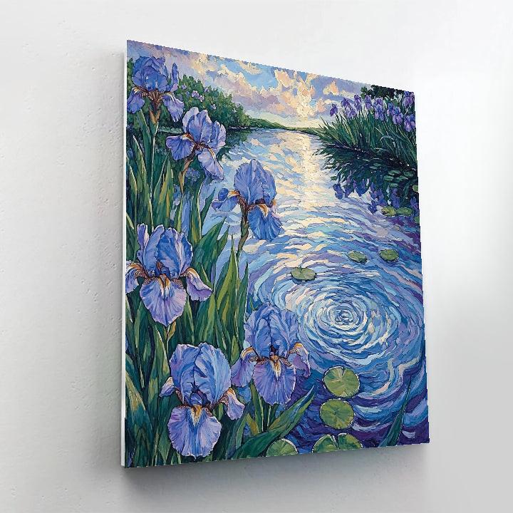 Claude Monet Inspired Garden Iris Beside Water Numbered painting kits