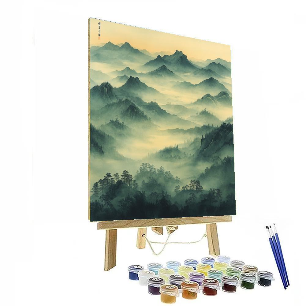 Zhao Mengfu Inspired Mist Veil Mountain Breath Painting by numbers kit