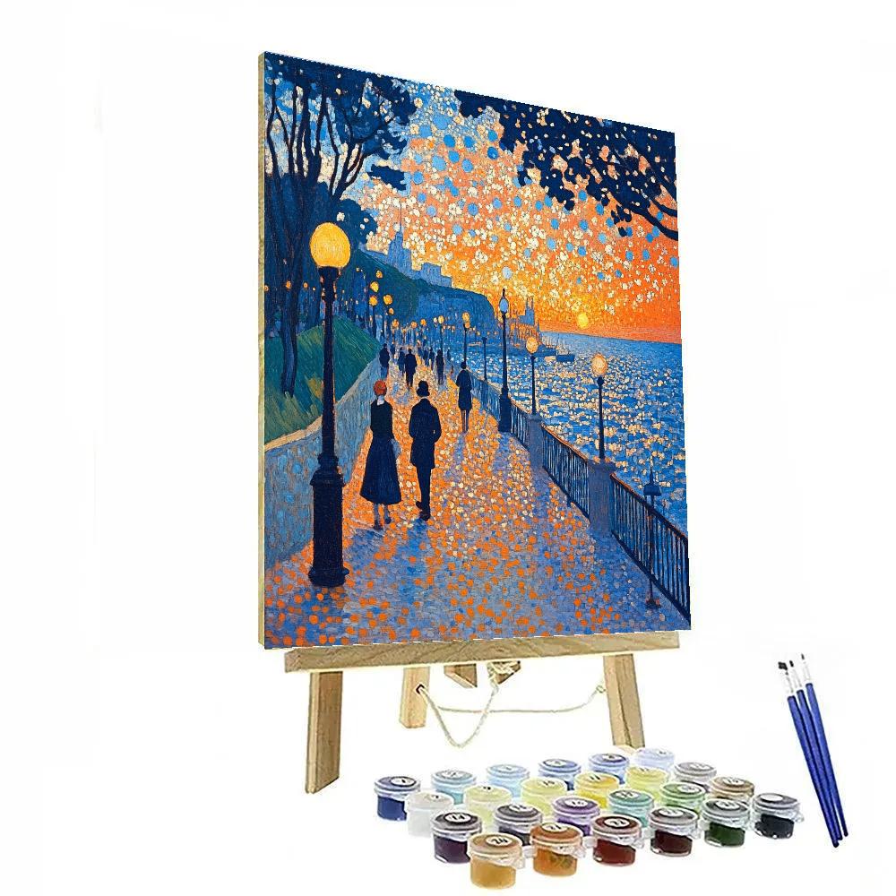 Seurat Inspired Sunset Promenade DIY paint by numbers