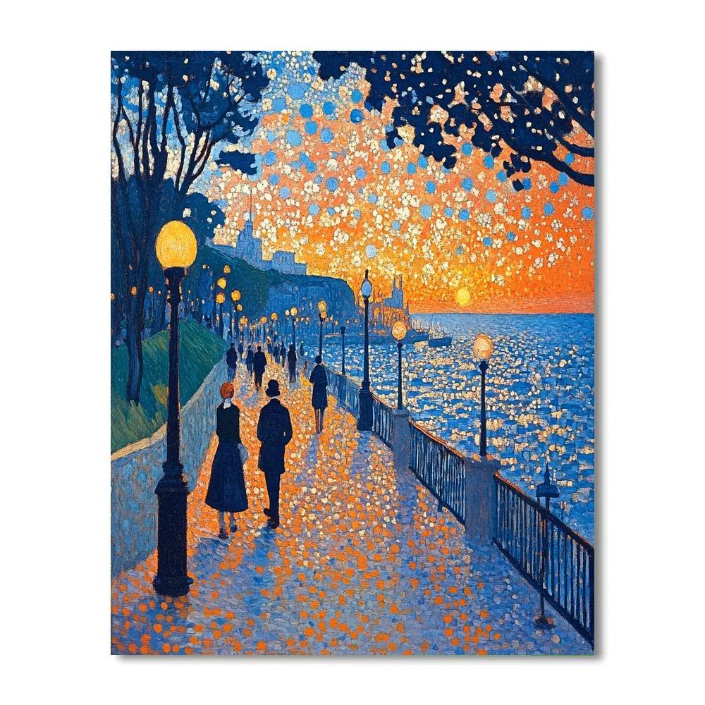 Seurat Inspired Sunset Promenade DIY paint by numbers