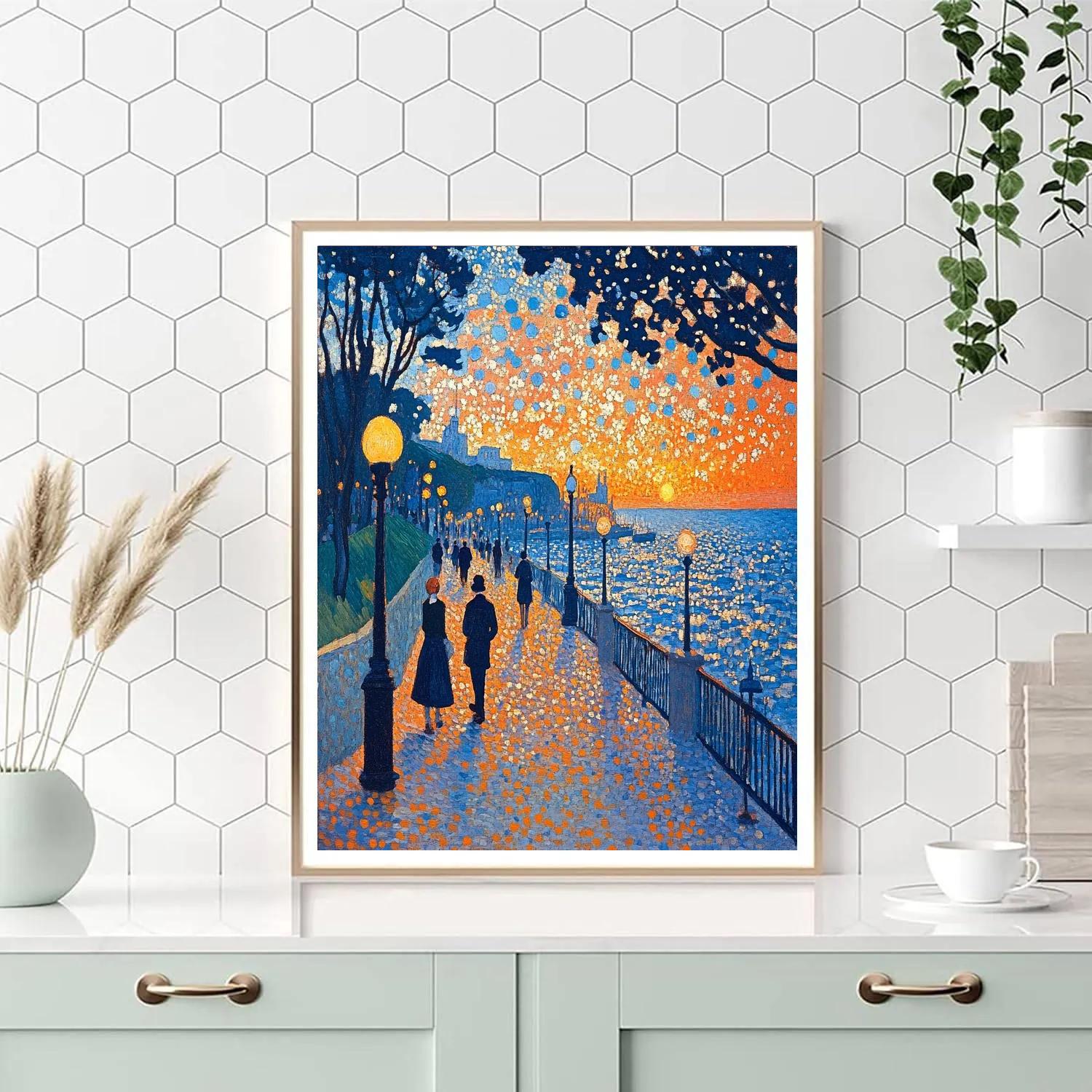 Seurat Inspired Sunset Promenade DIY paint by numbers