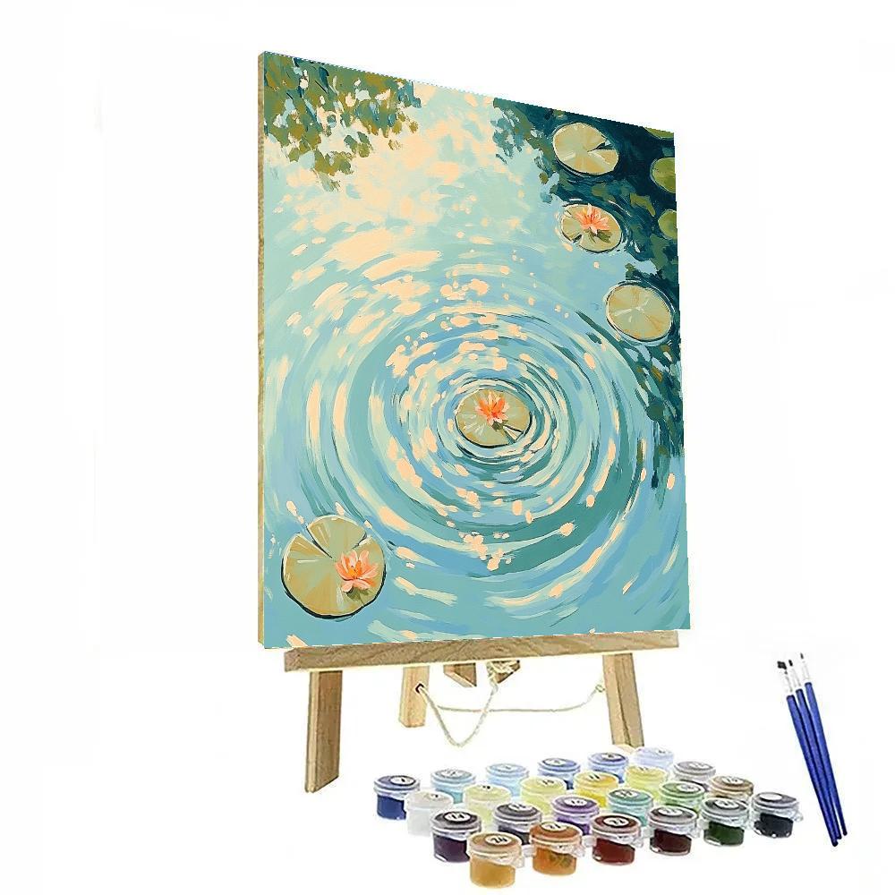 Claude Monet Inspired Sunlit Lilies On Ripple Drift paint by numbers