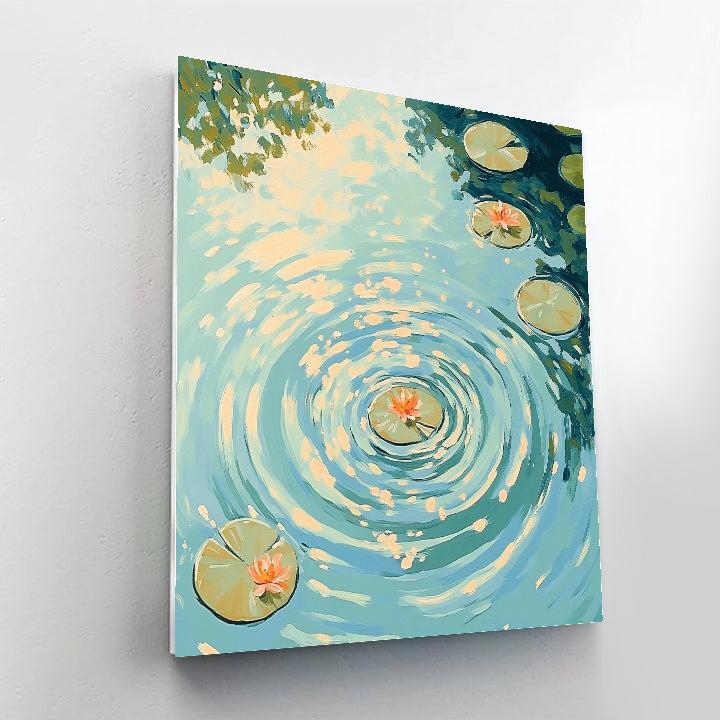 Claude Monet Inspired Sunlit Lilies On Ripple Drift paint by numbers
