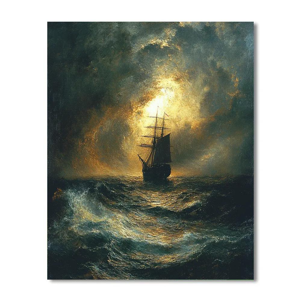 William Turner Inspired Tempest At Sea paint by color