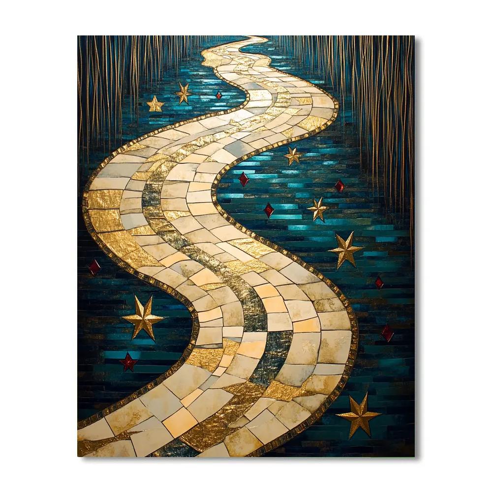 Gustav Klimt Inspired Mosaic River Of Stars Numbered painting kits