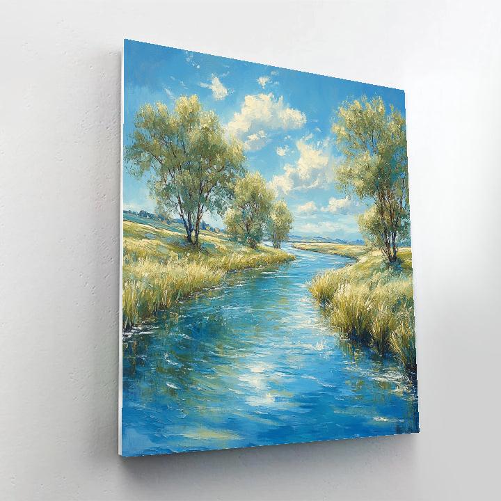 Claude Monet Inspired River Curve Under Summer Sky Number painting