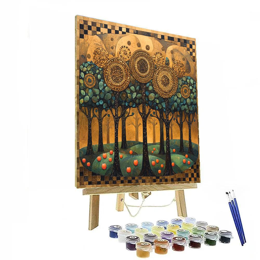 Gustav Klimt Inspired Golden Orchard Labyrinth Paint by numbers art
