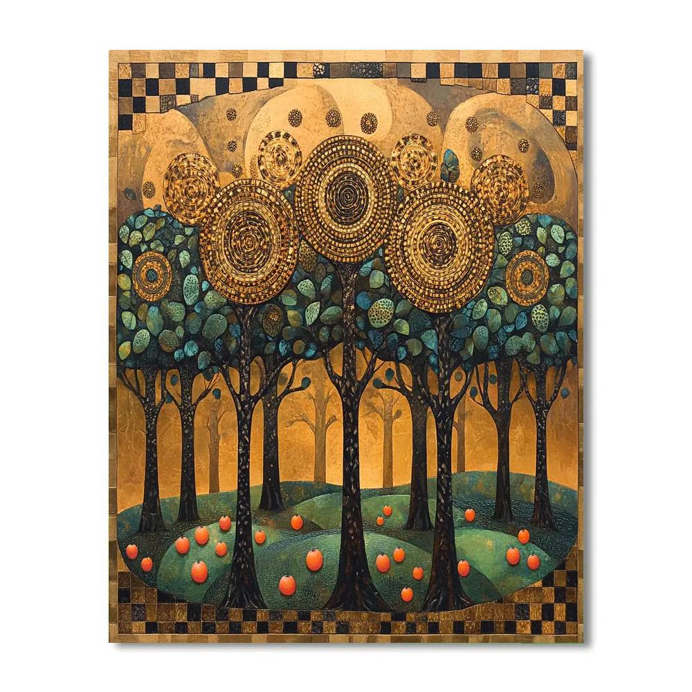Gustav Klimt Inspired Golden Orchard Labyrinth Paint by numbers art