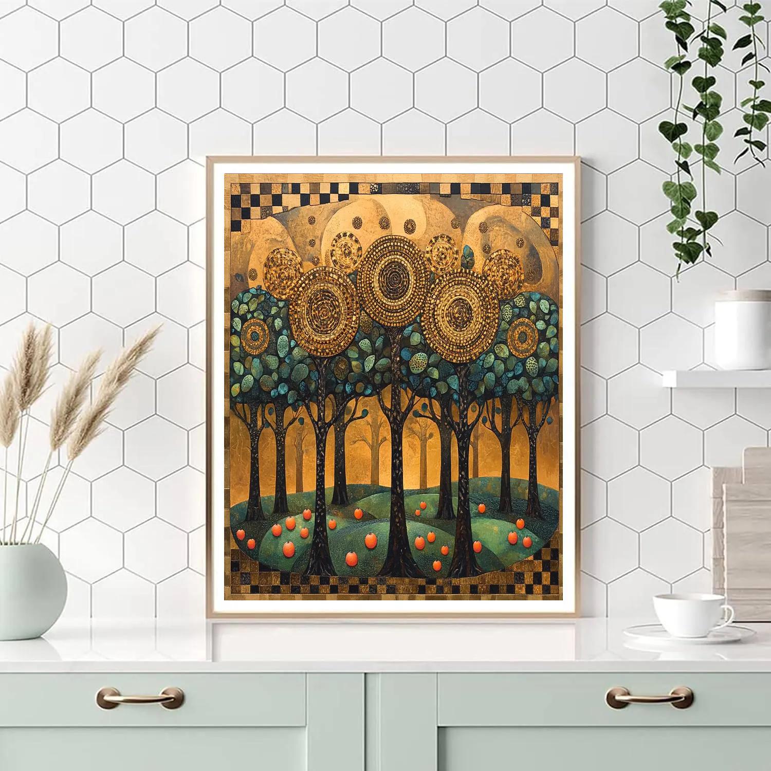 Gustav Klimt Inspired Golden Orchard Labyrinth Paint by numbers art